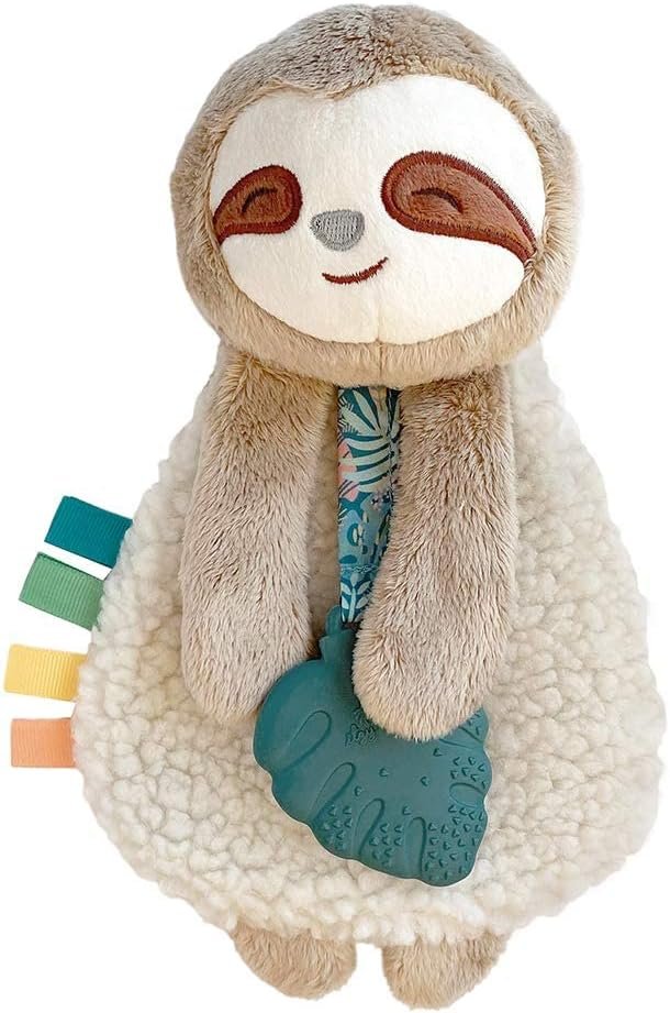 Itzy Ritzy - Itzy Lovey Including Teether, Textured Ribbons  Dangle Arms; Features Crinkle Sound, Sherpa Fabric and Minky Plush; Sloth