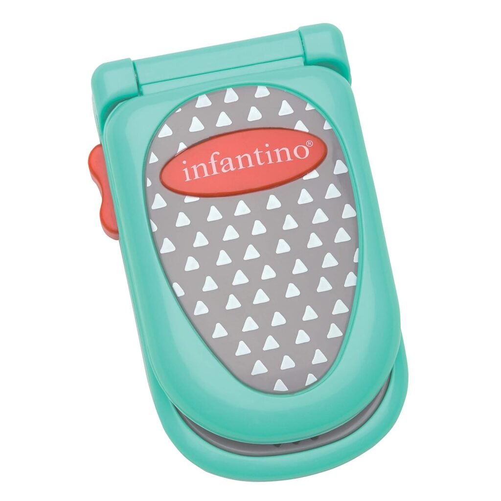 Infantino Flip and Peek Fun Phone: Bilingual with 3 English  3 Spanish Phrases, Sounds Effects for Engagement, Peek a Boo Mirror Inside, 2 Colors, Ages 3 Months +, Teal, 1 Count (Pack of 1)