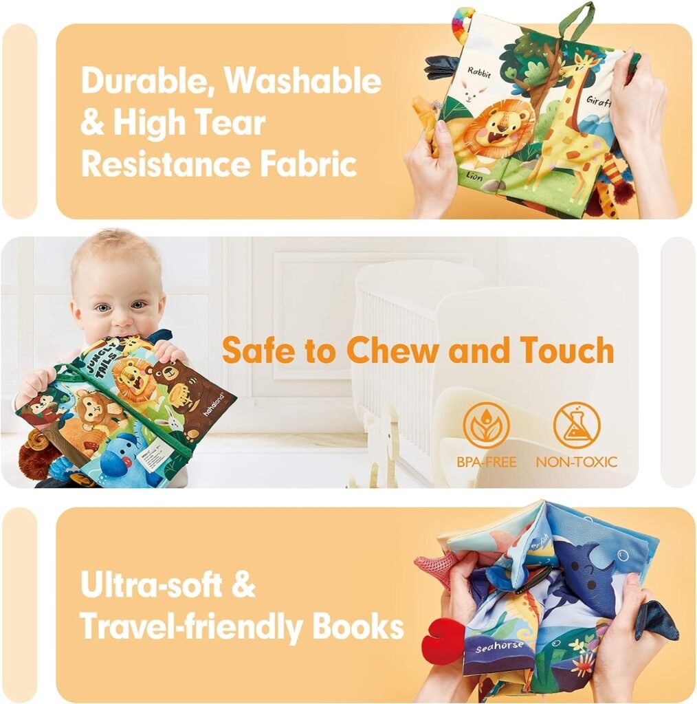 hahaland Baby Books 0-6 Months - 2PCS Infant Toys 0-6 Months Baby Toys 6-12 Months - Touch  Feel Tummy Time Books, Baby Boy Gifts, Sensory Stroller Toys 0 3 4 6 Month Old Toys