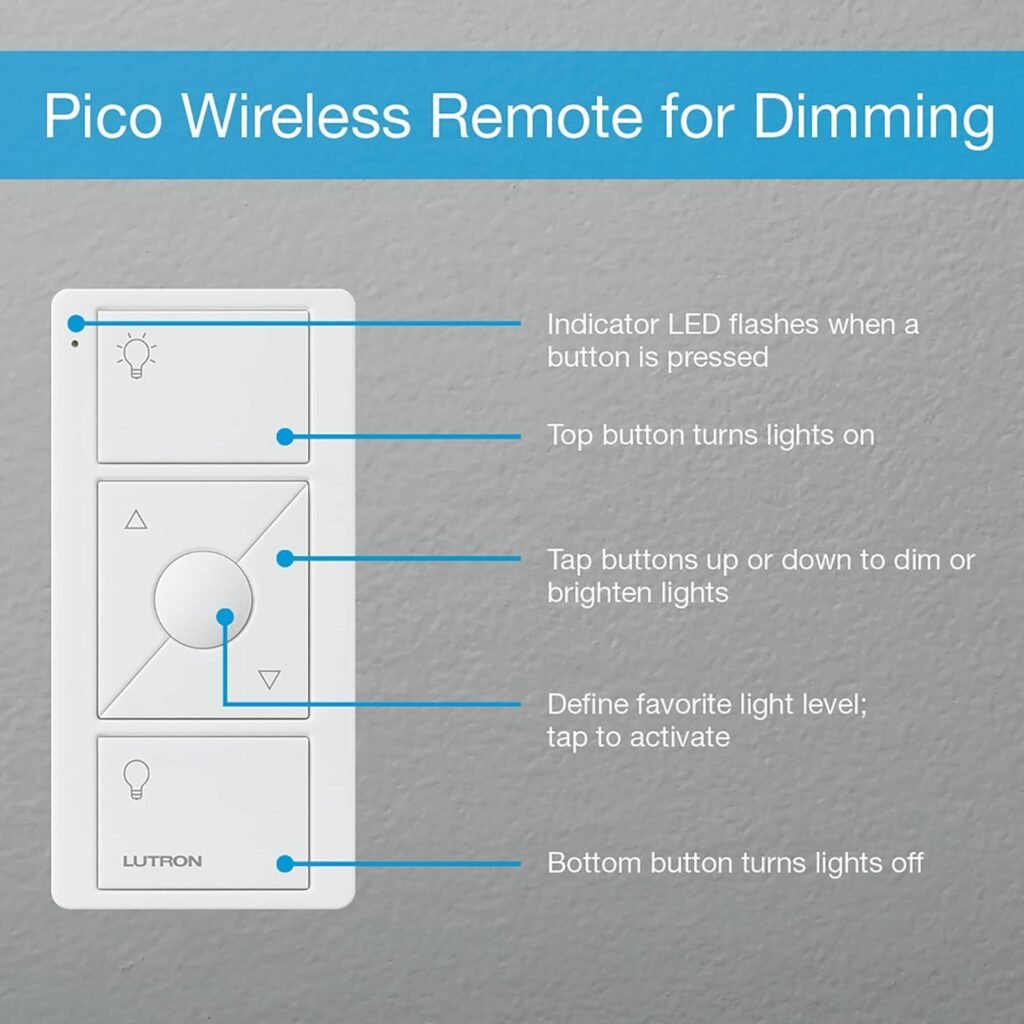 Lutron Pico Smart Remote Control for Caseta Smart Dimmer Switch | PJ2-3BRL-WH-L01R | White