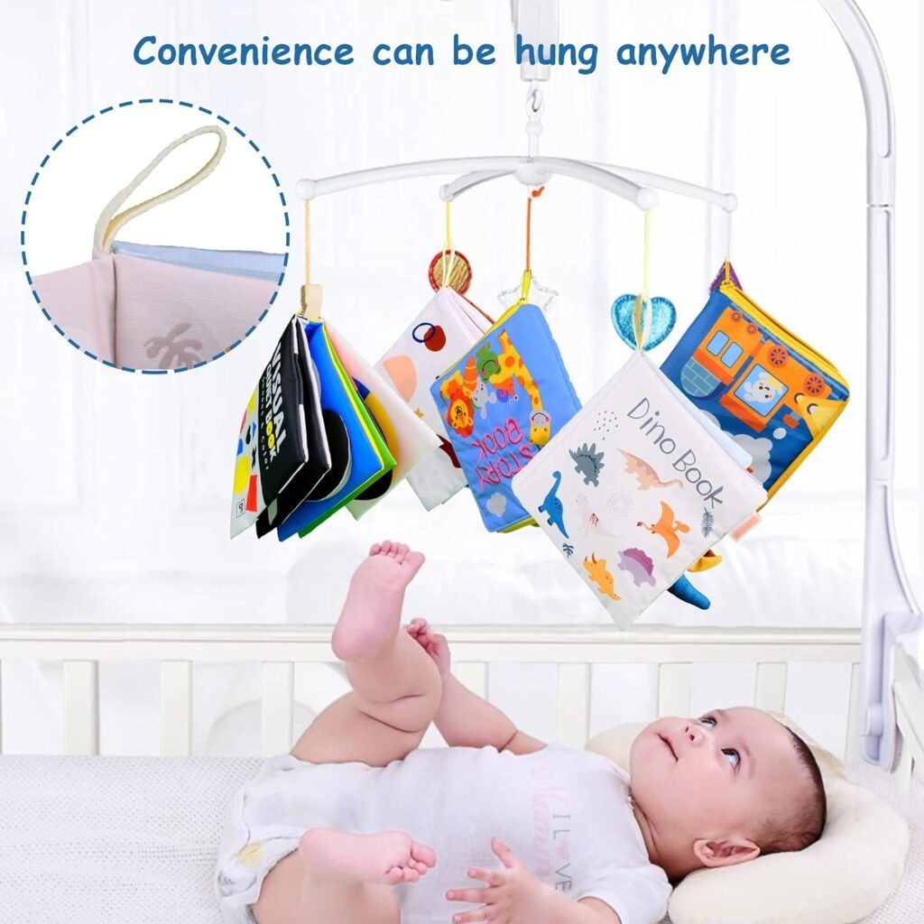 Richgv Soft Baby Books Toys 0-3-6-12 Months, 3D Touch and Feel Crinkle Cloth Books Baby Boy Christmas Gifts Baby Stocking Stuffers Teething Toys Newborn Infant Sensory Toys Gifts Tummy Time Toys