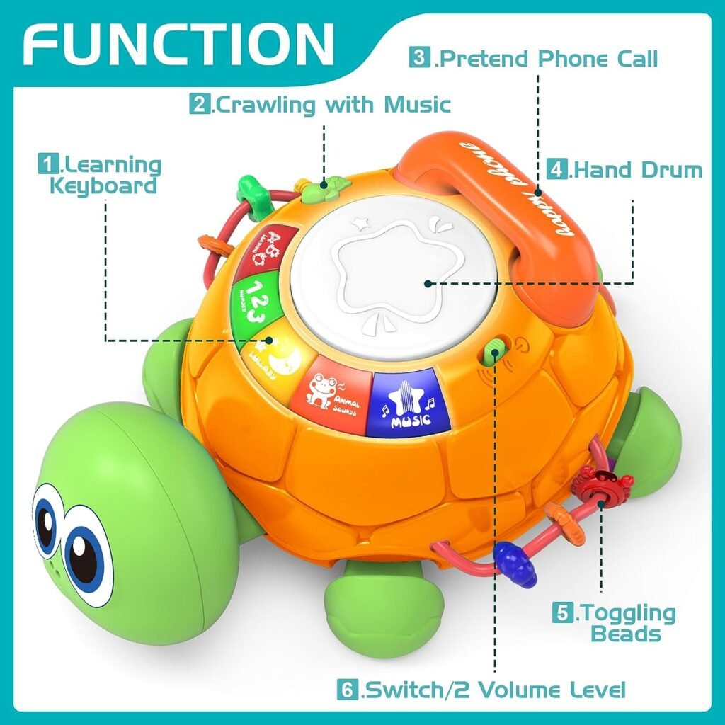 Baby Toys 6 to 12 Months, Musical Turtle Crawling Baby Toys for 12-18 Months, Early Learning Educational Toy with Light  Sound, Birthday Toy for Infant Toddler Boy Girl 7 8 9 10 11 month 1-2 Year Old