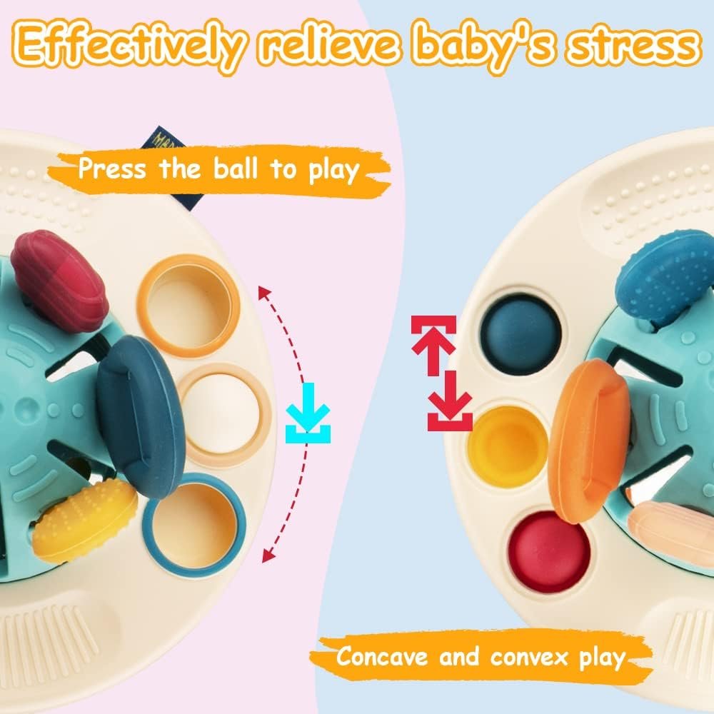 Baby Montessori Toys 18M+, Sensory Toys for Toddlers, UFO Food Grade Silicone Pull Activity Toy, Travel Toys for Baby, First Birthday Gift for Boys Girls