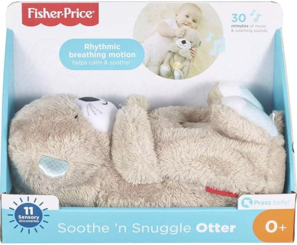 Fisher-Price Soothe n Snuggle Otter, Portable Plush Soother with Music, Sounds, Lights and Breathing Motion, Multi