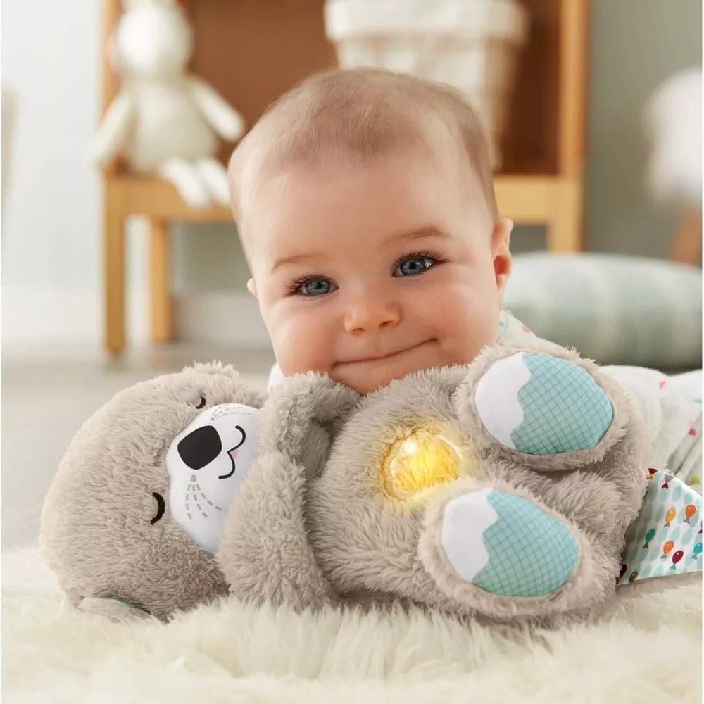Fisher-Price Soothe n Snuggle Otter, Portable Plush Soother with Music, Sounds, Lights and Breathing Motion, Multi