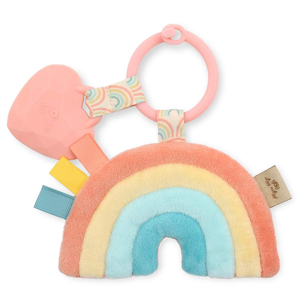 Itzy Ritzy Itzy Pal Infant Toy  Teether; Includes Lovey, Crinkle Sound, Textured Ribbons  Silicone Teether, Rainbow