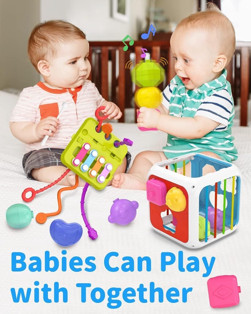 Montessori Toys for 1 Year Old Girls Boys, Baby Sorter Toys Learning Activity Cube, 1 Year Old Girl Boy Birthday Gifts, Baby Toys 6-12-18 Months, 7-in-1 Developmental Learning Toys