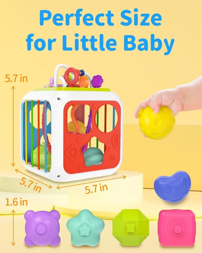 Montessori Toys for 1 Year Old Girls Boys, Baby Sorter Toys Learning Activity Cube, 1 Year Old Girl Boy Birthday Gifts, Baby Toys 6-12-18 Months, 7-in-1 Developmental Learning Toys
