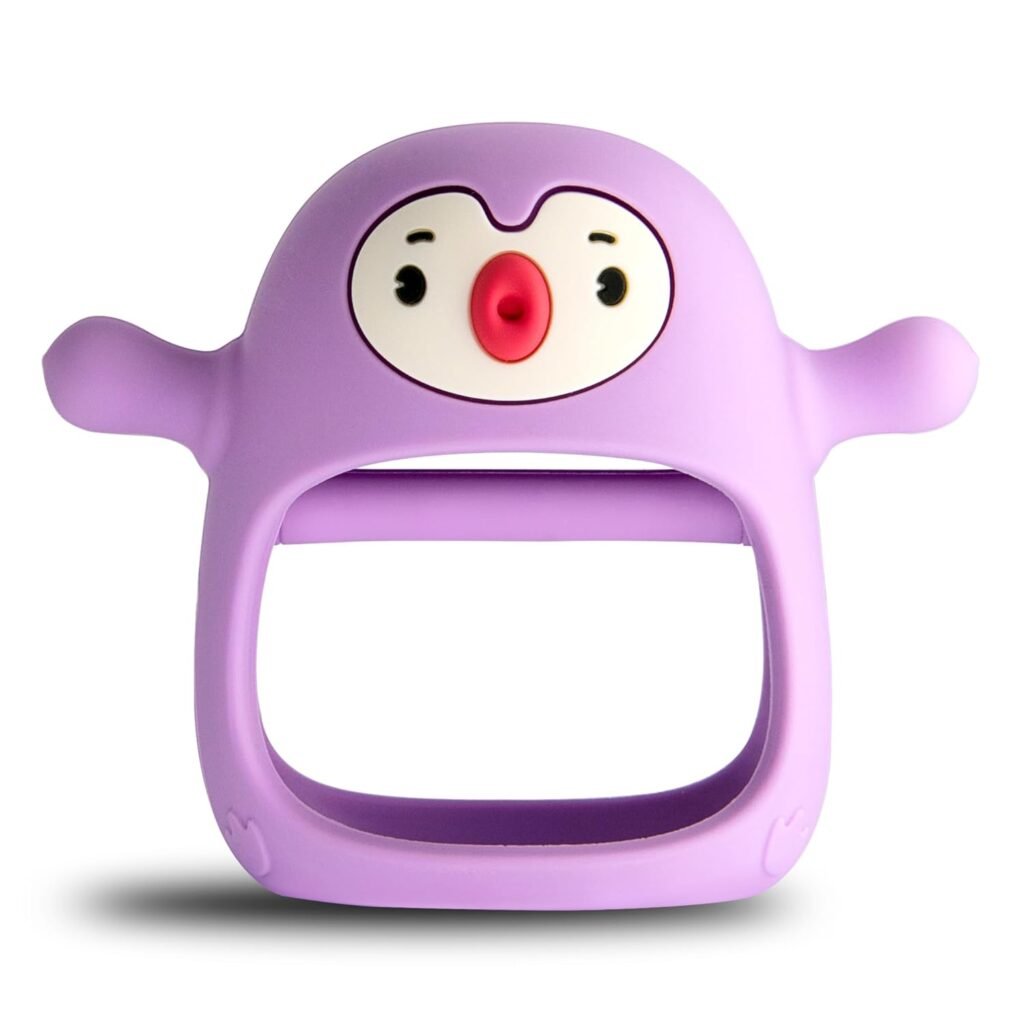 Smily Mia Teething Toys/Teethers for Babies 6-12 Months, Reindeer Baby Chew Toy 3-6 Months for Teething Relief, Get-A-Grip Baby Hand Teether, Silicone Teething Mittens for 0-6Months, Nude