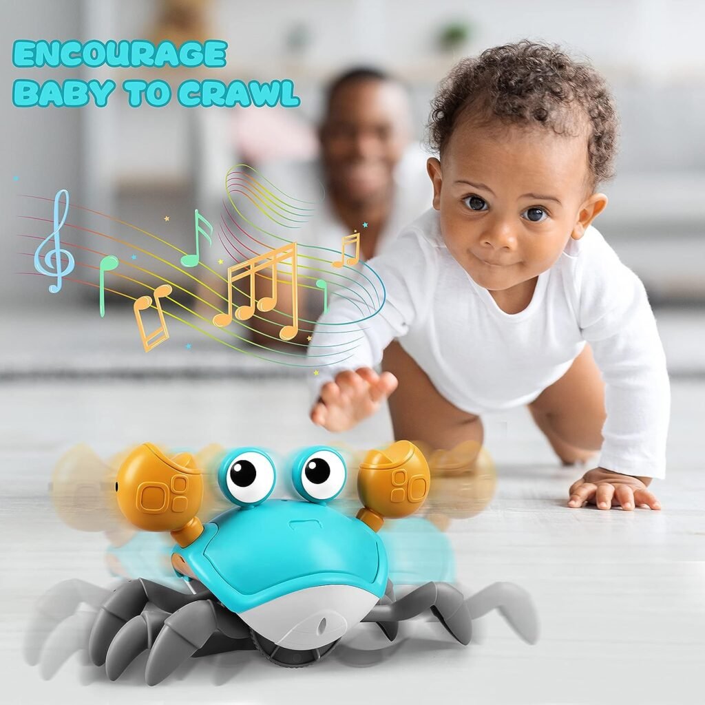 Crawling Crab Toy, Infant Tummy Time Baby Toys, Fun Interactive Dancing Walking Moving Toy Babies Sensory Induction Crabs with Music, Baby Toys 0-6 to 12-18 Months Boys Girls Toddler Birthday Gifts